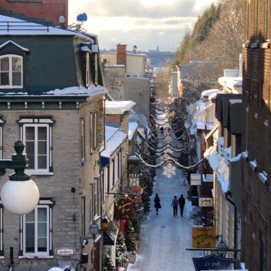 view of rue du Petit-Champlain during holidays