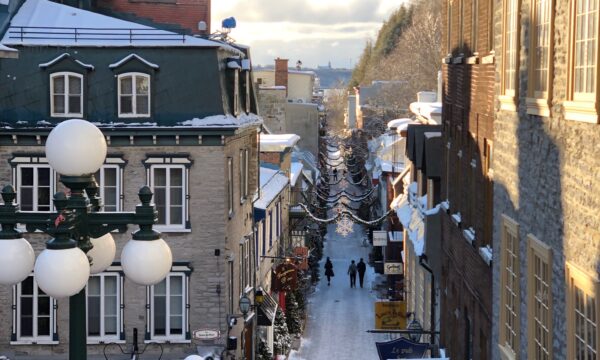 view of rue du Petit-Champlain during holidays