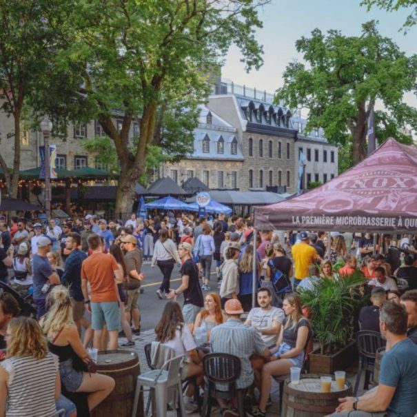 crowd on grande allee street old quebec